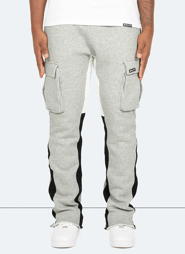 Vintage Flare Cargo Joggers - Grey