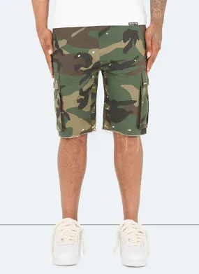 Vintage Flare Cargo Shorts - Camo Paint