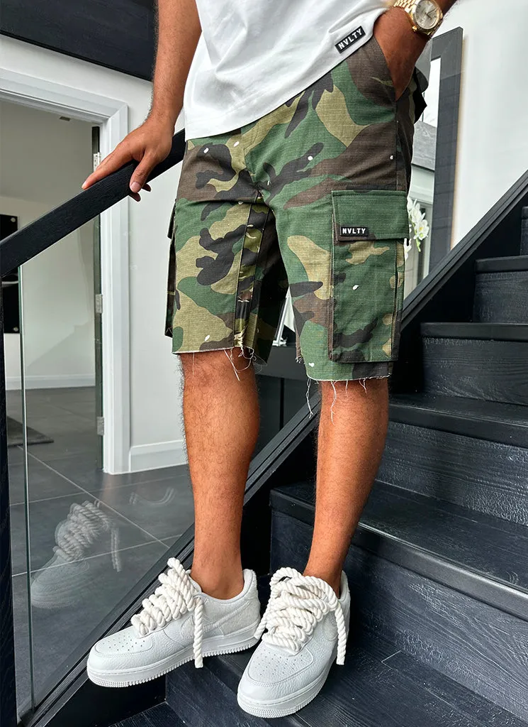 Vintage Flare Cargo Shorts - Camo Paint