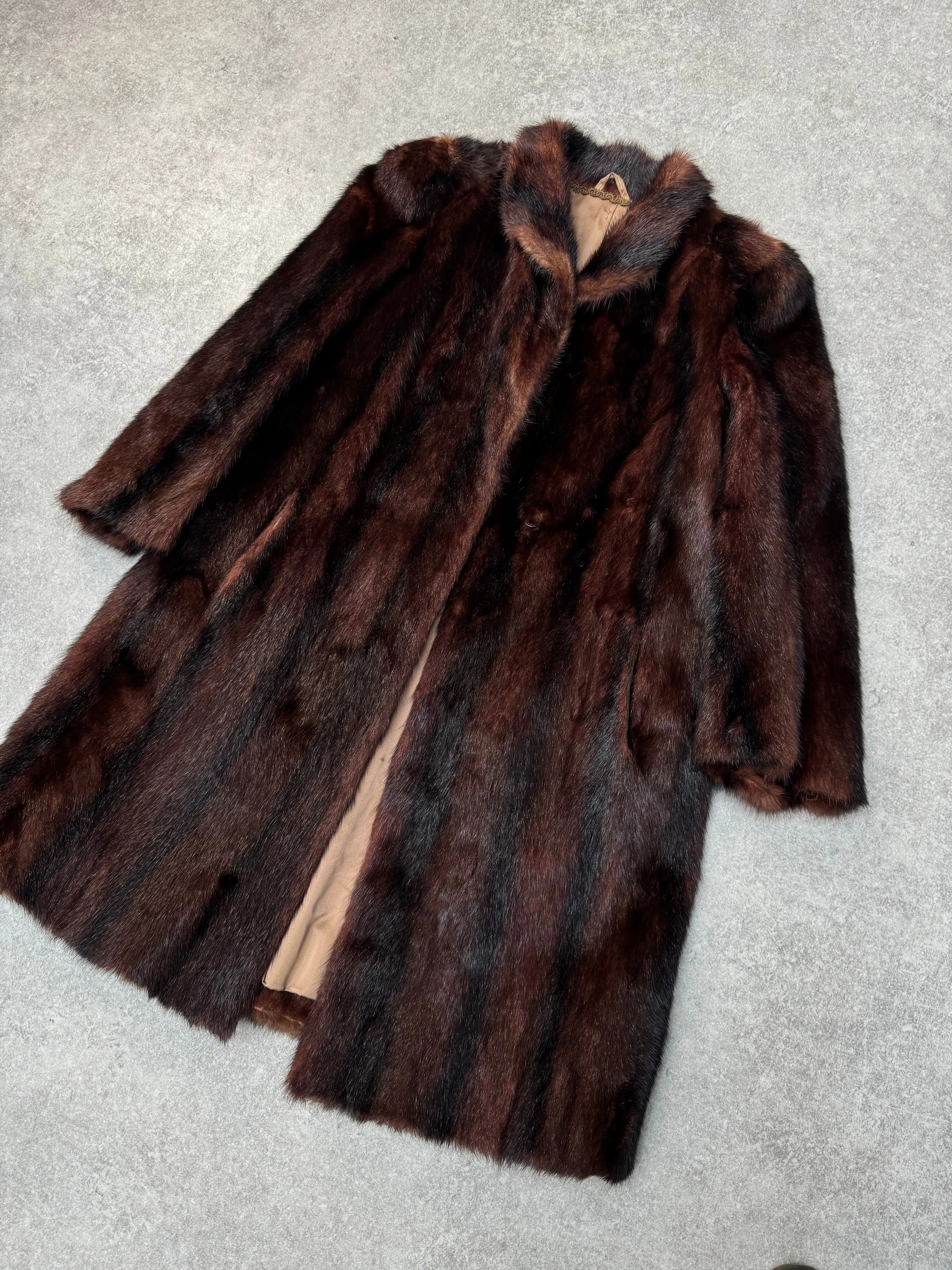 Vintage Real Fur Collared Brown Coat