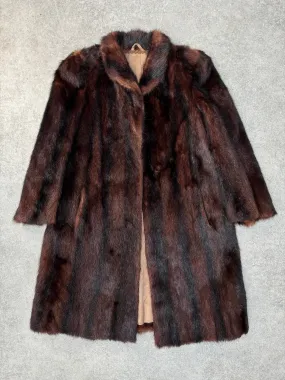 Vintage Real Fur Collared Brown Coat