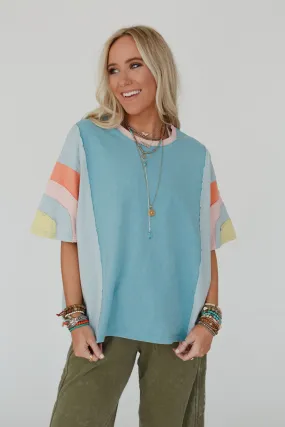 Way Back Color Block Top - Blue