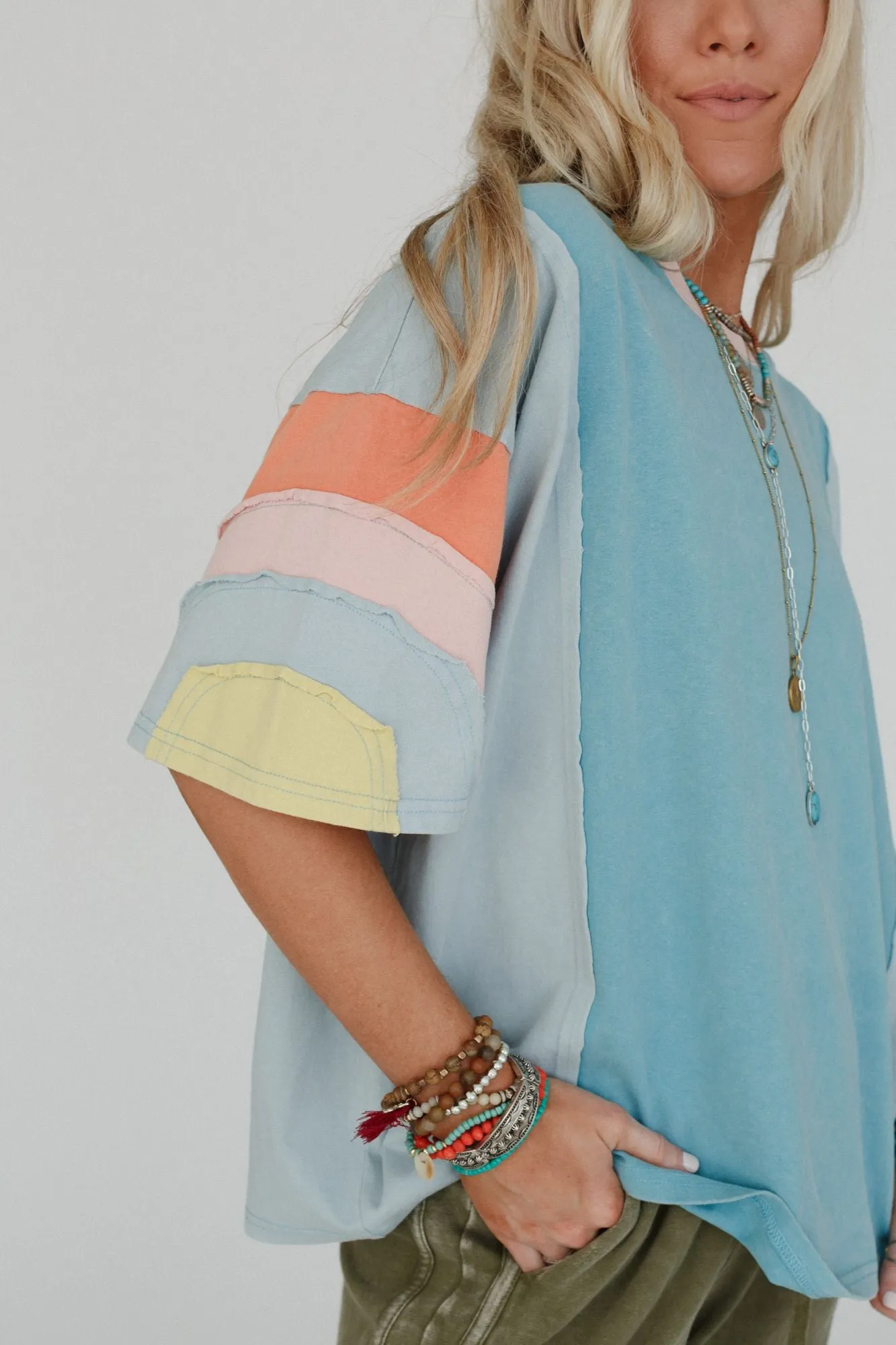 Way Back Color Block Top - Blue