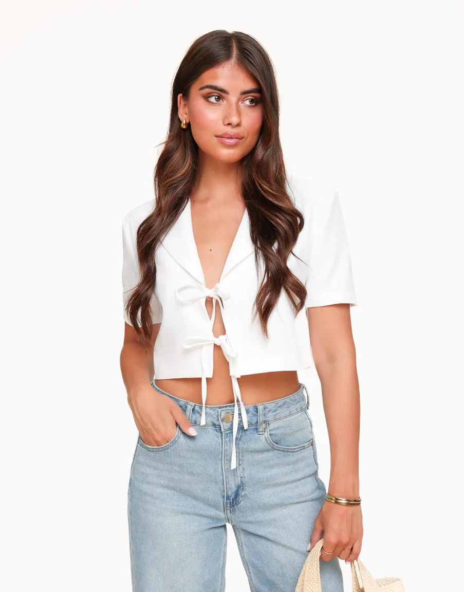 Witte Strikjes Cropped - Blazer