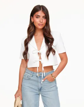 Witte Strikjes Cropped - Blazer