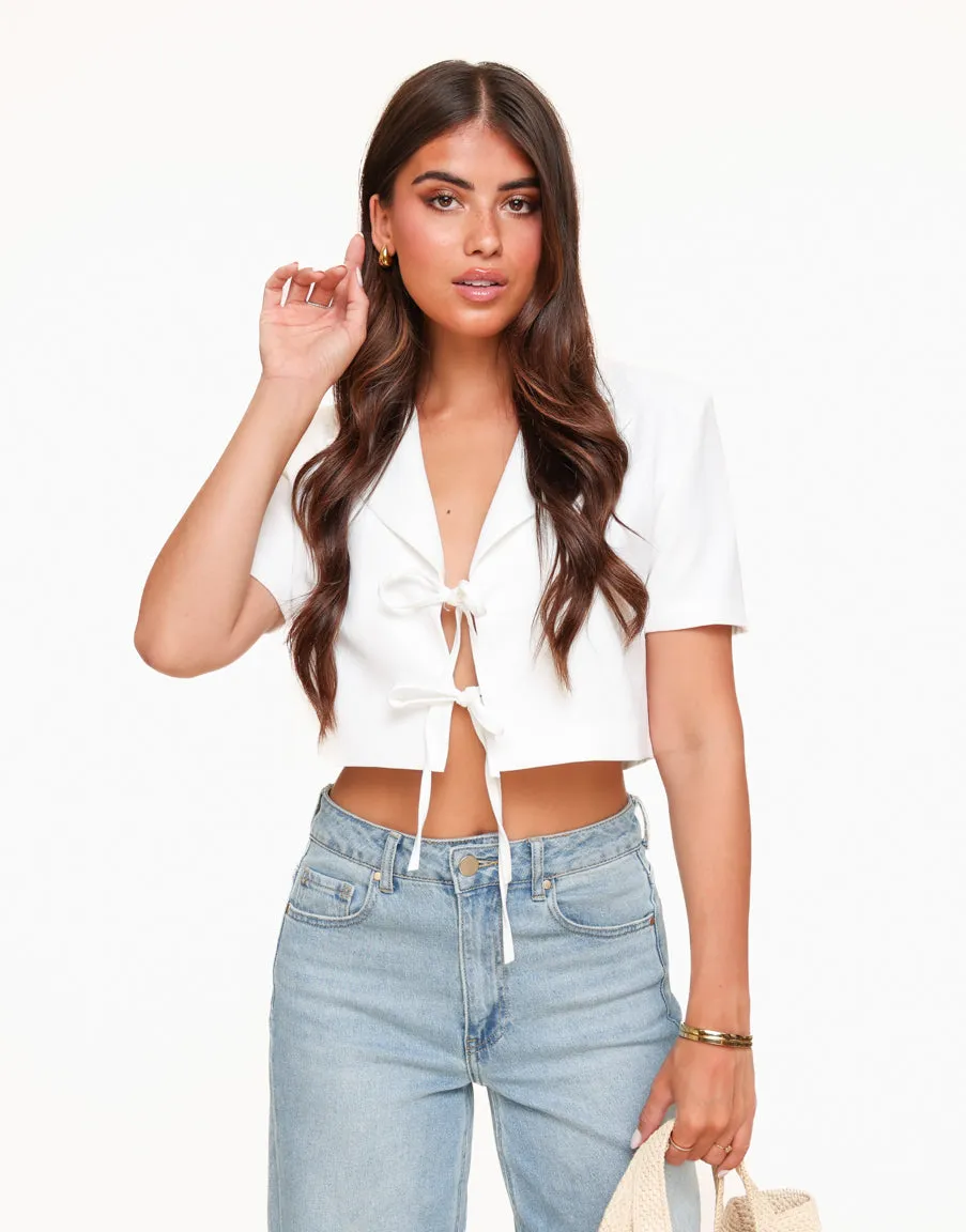 Witte Strikjes Cropped - Blazer