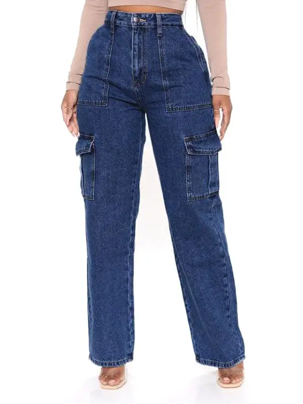 Women Wide Legs Cargo Jeans