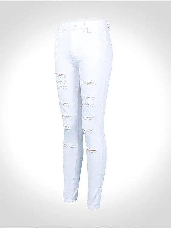 Women's Black and White Designer Denim Jeans with Side Pockets and Cut Out Detail