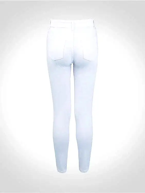 Women's Black and White Designer Denim Jeans with Side Pockets and Cut Out Detail