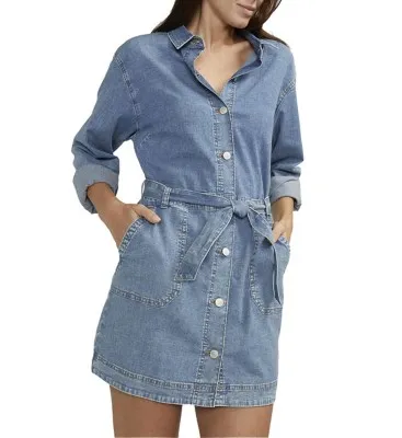 Women's JAG Jeans Light Weight Denim Long Sleeve Shirt Dress