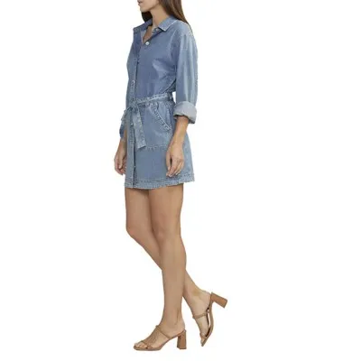 Women's JAG Jeans Light Weight Denim Long Sleeve Shirt Dress