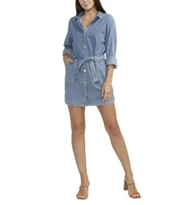 Women's JAG Jeans Light Weight Denim Long Sleeve Shirt Dress