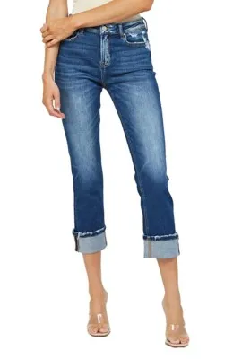 Women's Mica Denim Cuff Relaxed Fit Straight Jeans