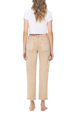 Women's Vervet Solid Cargo Relaxed Fit Straight Jeans