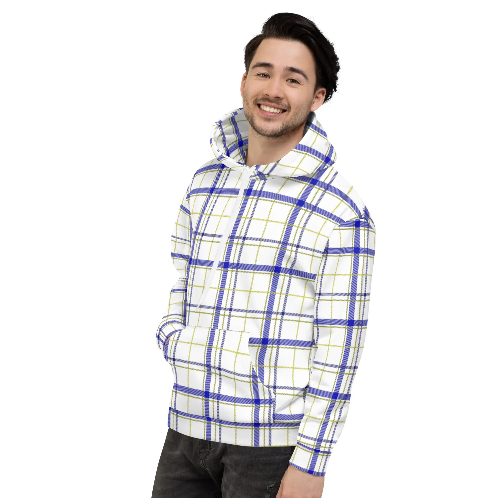 Yellow and Blue Plaid Unisex Hoodie