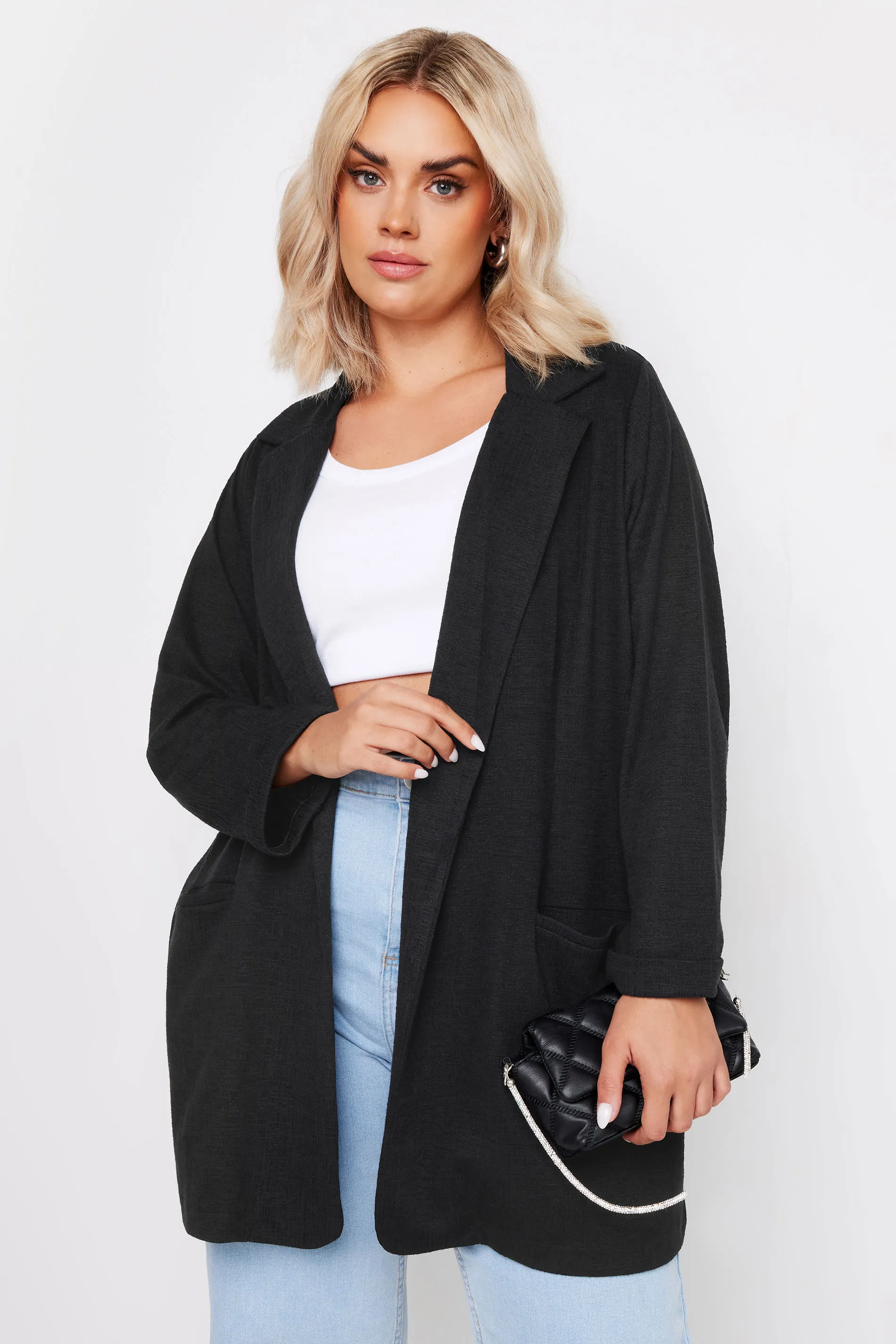 YOURS Curve Black Textured Blazer