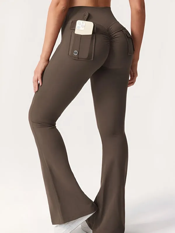 ZASUWA Female Pocket Scrunch Bum Flare Cargo Leggings